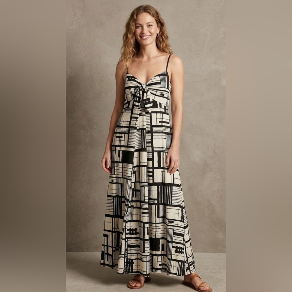 DKNY Women's Ivory Sleeveless Midi A Line Dress Size M
